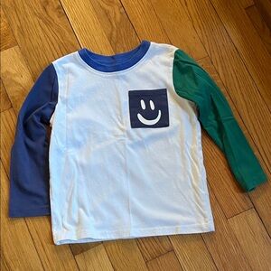 Garanimals White Tee with Blue and Green Sleeves